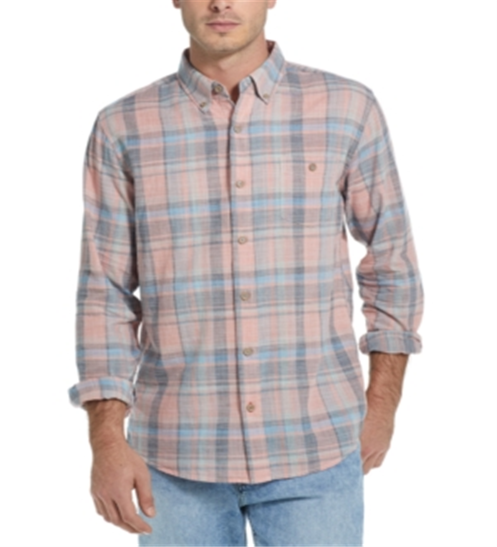 Camisa social masculina xadrez laranja vintage resistente às intempéries P