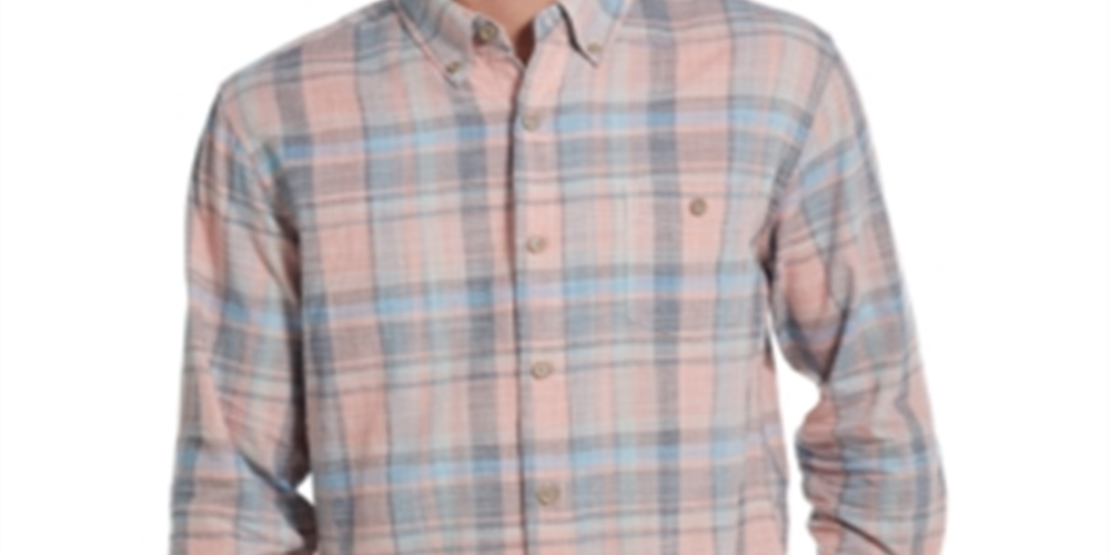 Camisa social masculina xadrez laranja vintage resistente às intempéries P