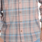 Camisa social masculina xadrez laranja vintage resistente às intempéries P