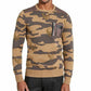 Suéter masculino de algodão com ajuste clássico e gola redonda camuflada marrom Inc 3XL