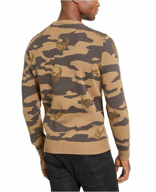 Suéter masculino de algodão com ajuste clássico e gola redonda camuflada marrom Inc 3XL