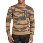 Suéter masculino de algodão com ajuste clássico e gola redonda camuflada marrom Inc 3XL