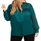 Top Alfani Plus Size de Cetim Mix-Media Verde Esmeralda Verdadeiro Tamanho 1X