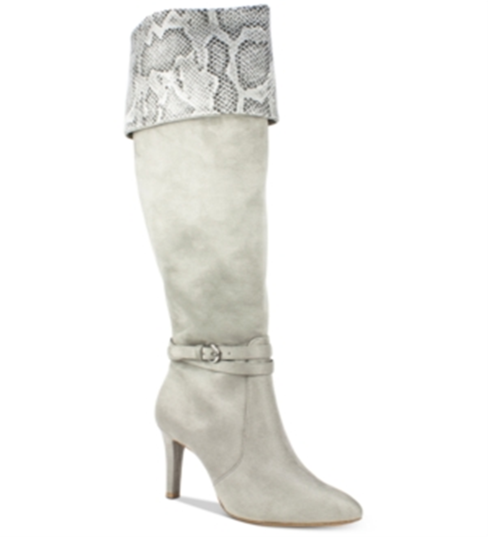 Botas femininas Rialto acima do joelho, cinza, tamanho 5 M