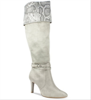 Botas femininas Rialto acima do joelho, cinza, tamanho 5 M