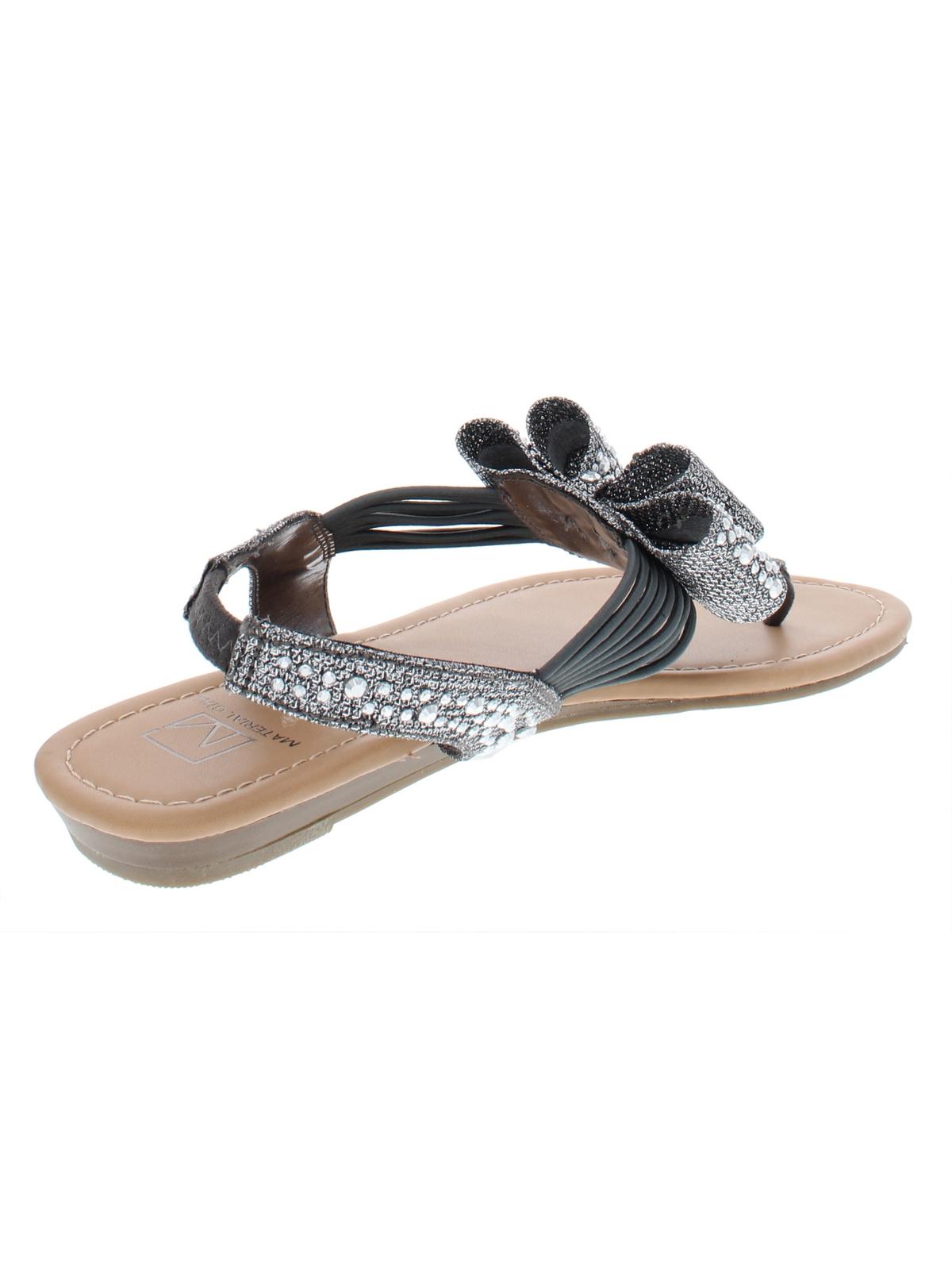 Material Girl Sandálias femininas Shayleen com bico aberto e tiras em T casuais - Prata - Tamanho 7,5 M