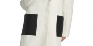 Casaco feminino DKNY Block com zíper, branco, tamanho grande
