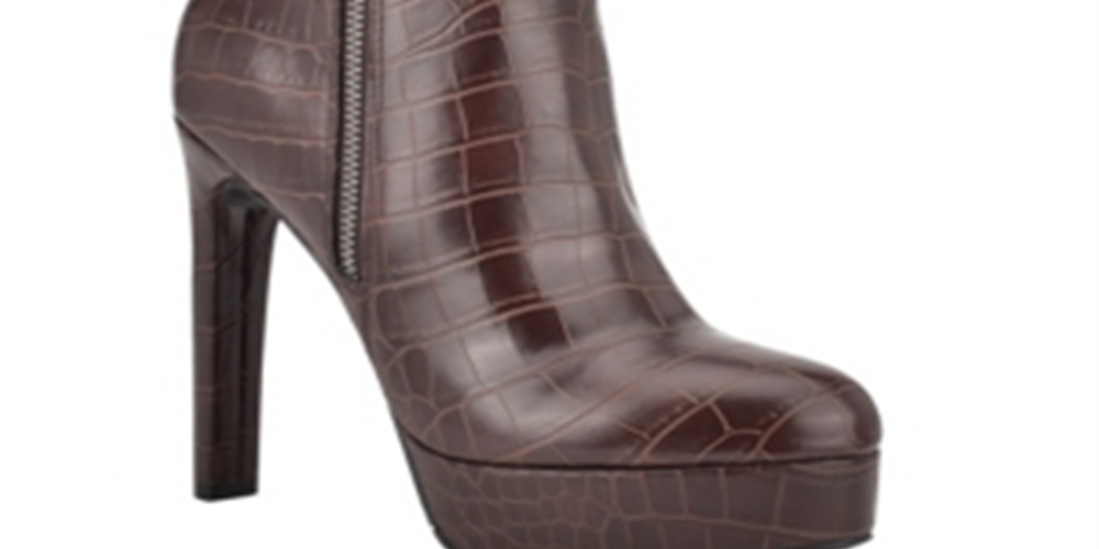 Botas femininas GUESS Dejah 2 com plataforma de couro sintético, marrom, 10 M