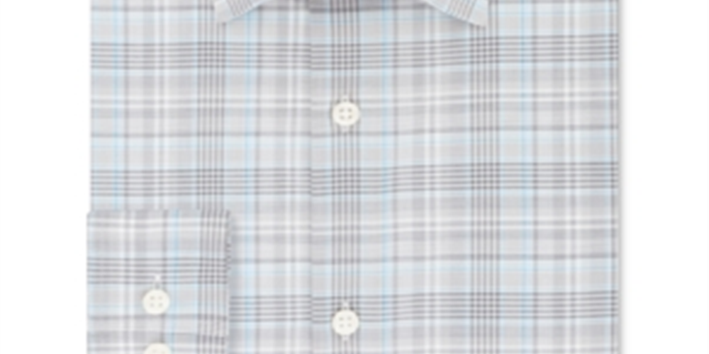 Camisa social masculina Michael Kors Classic Regular Fit, sem passar roupa, para Airsoft Performance, xadrez elástica, cinza, tamanho GG