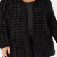 Cardigan estampado Alfani Plus Eyelash Yarn feminino, preto, tamanho 0X