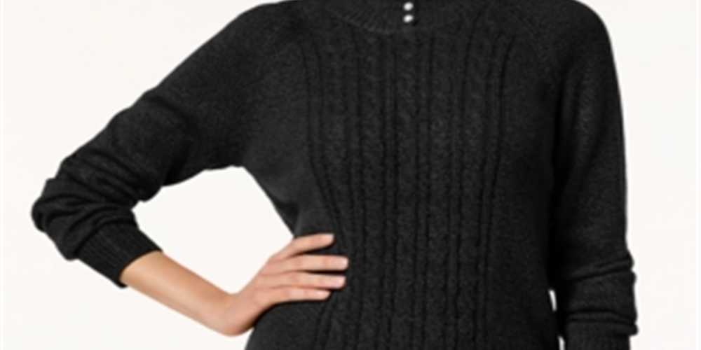 Karen Scott Suéter Feminino Gola Careca com Acabamento em Botões, Marrom, Preto, Tamanho GG