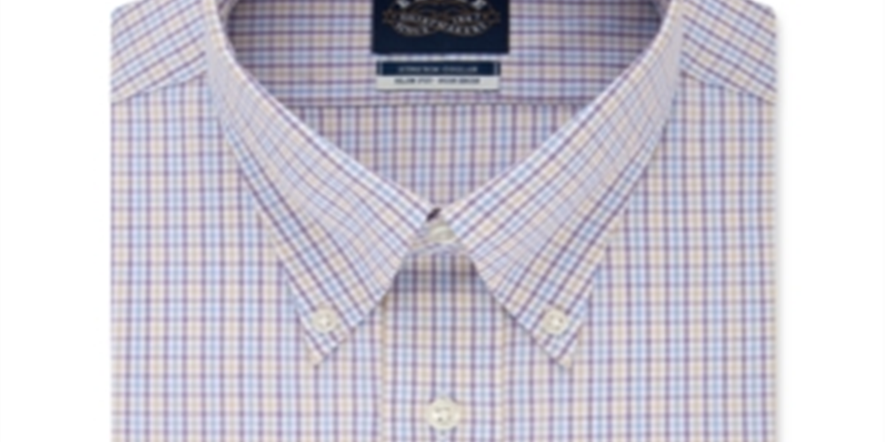 Camisa social masculina Eagle Tattersall Point Collar Slim Fit, sem passar a ferro, roxa, tamanho 2XL 18-34/3