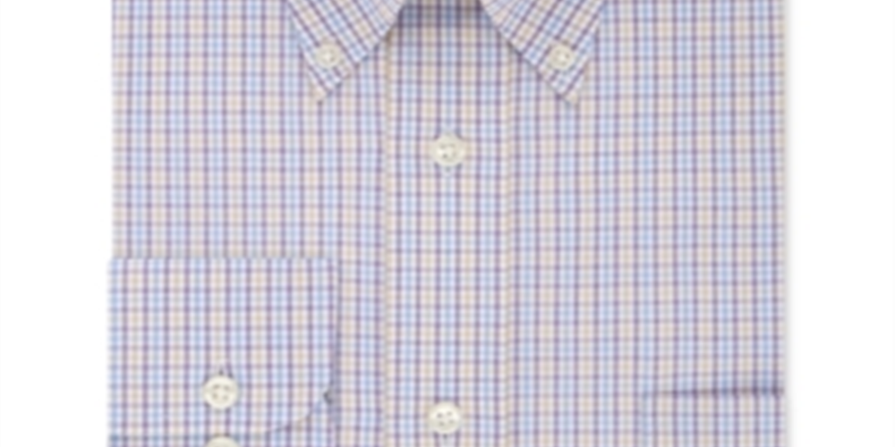 Camisa social masculina Eagle Tattersall Point Collar Slim Fit, sem passar a ferro, roxa, tamanho 2XL 18-34/3