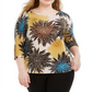 Blusa feminina Alfani Plus com estampa de manga dolman, amarela, tamanho 2X