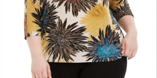 Blusa feminina Alfani Plus com estampa de manga dolman, amarela, tamanho 2X