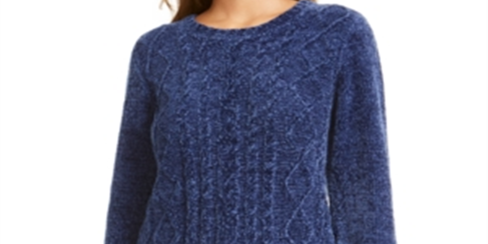 Suéter Karen Scott Feminino de Tricô em Chenille Azul Tamanho XS