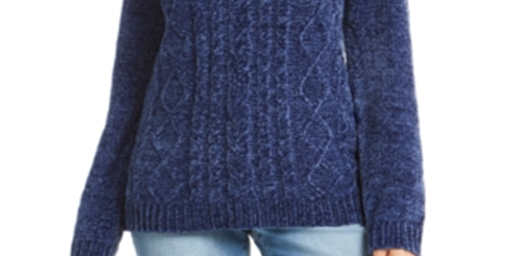 Suéter Karen Scott Feminino de Tricô em Chenille Azul Tamanho XS