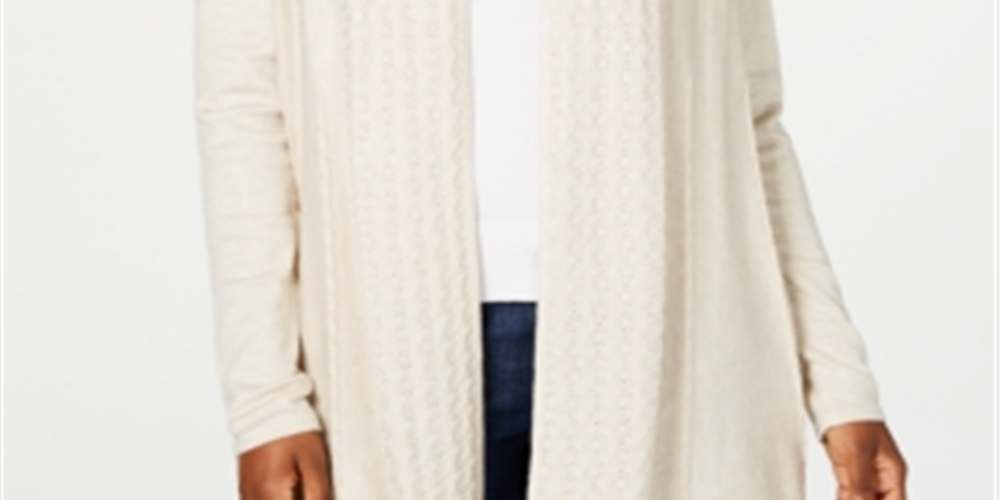 Cardigan feminino Karen Scott com frente aberta, marrom mesclado, tamanho XS