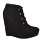 Botas femininas Gbg com cadarço e bico fino, pretas, tamanho 11 M