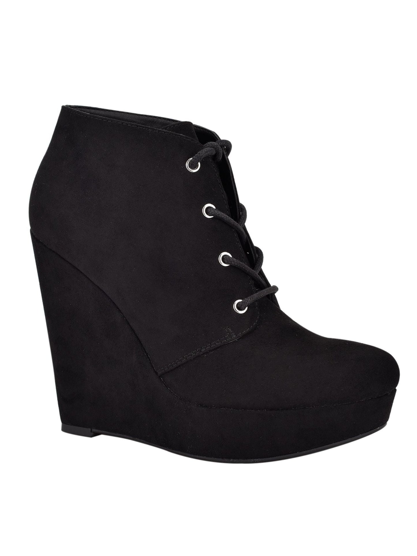 Botas femininas Gbg com cadarço e bico fino, pretas, tamanho 11 M