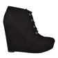 Botas femininas Gbg com cadarço e bico fino, pretas, tamanho 11 M