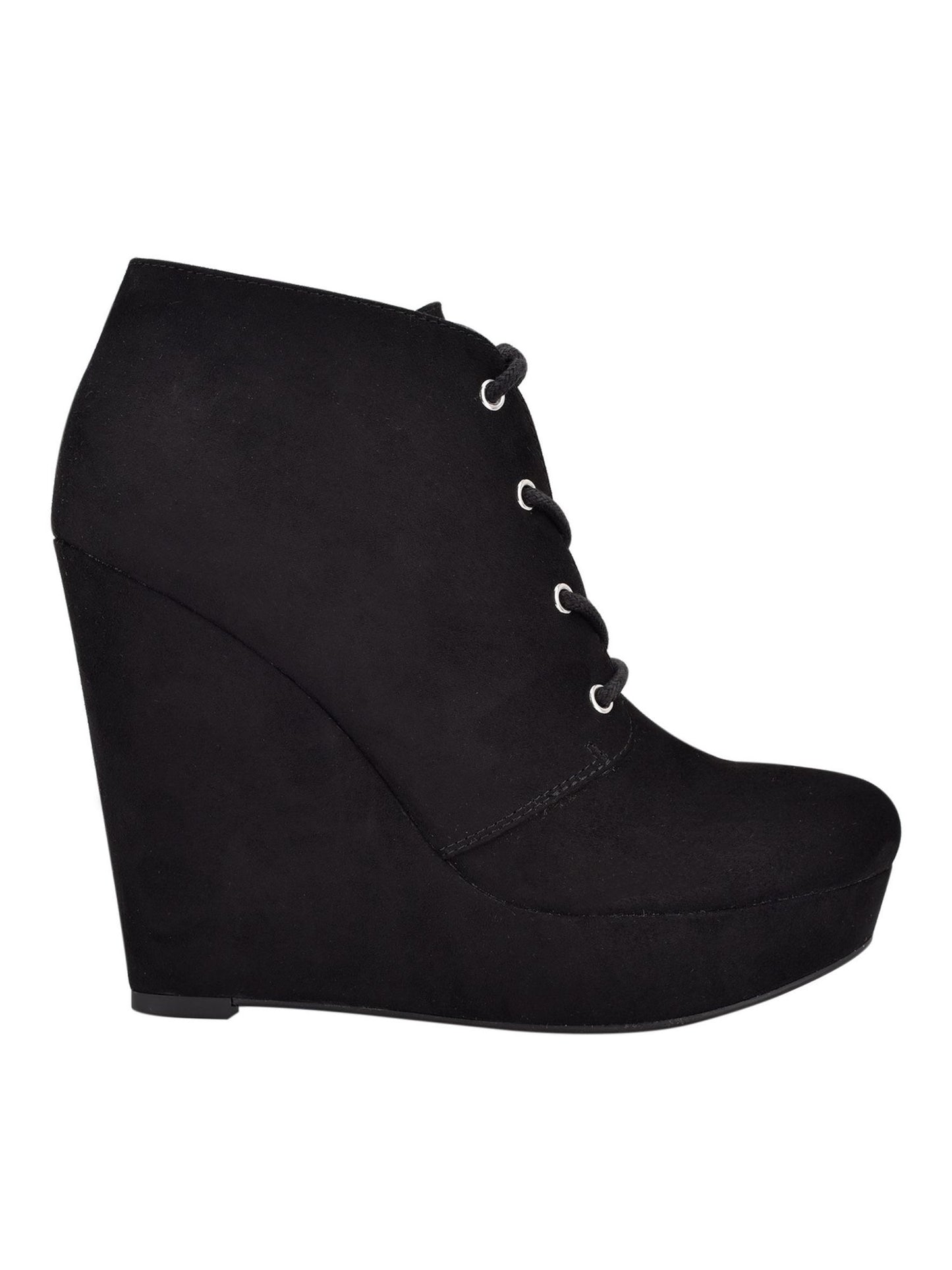 Botas femininas Gbg com cadarço e bico fino, pretas, tamanho 11 M