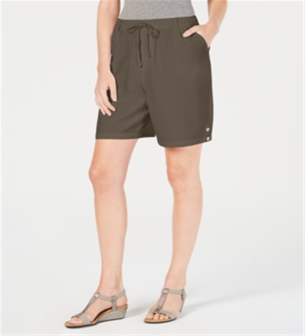Shorts de algodão com cordão Karen Scott feminino Portobello marrom tamanho XS
