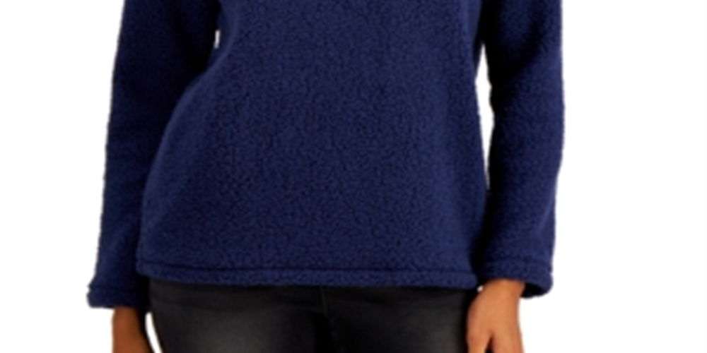 Suéter pulôver feminino com gola alta, azul real, tamanho P, estilo &amp; co