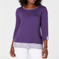 Blusa feminina Karen Scott com acabamento estampado, roxa, tamanho pequeno GG