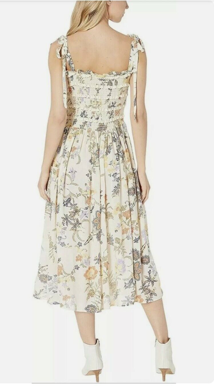 Vestido feminino sem mangas com decote em V e bainha MIDI, cor marfim, tamanho P, FREE PEOPLE