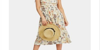 Vestido feminino sem mangas com decote em V e bainha MIDI, cor marfim, tamanho P, FREE PEOPLE