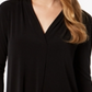 Top feminino Charter Club com manga 3/4, preto, tamanho X-S