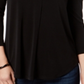 Top feminino Charter Club com manga 3/4, preto, tamanho X-S