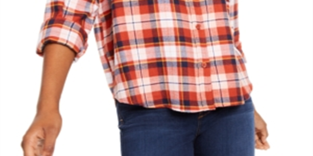 Camisa xadrez de flanela Ultra Flirt Juniors, vermelho ocre, tamanho P