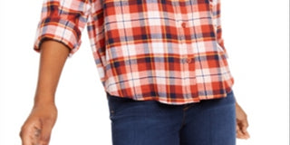 Camisa xadrez de flanela Ultra Flirt Juniors, vermelho ocre, tamanho P