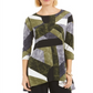 Blusa feminina Alfani com estampa texturizada e colorblock, verde, tamanho pequeno