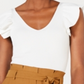 Blusa curta canelada com babados Lucy Paris feminina, branca, tamanho X-G