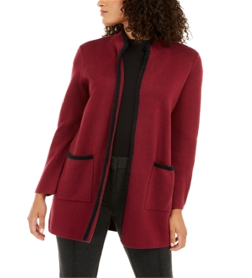 Cardigan Alfani Feminino Eyelash Trim Vermelho Tamanho P