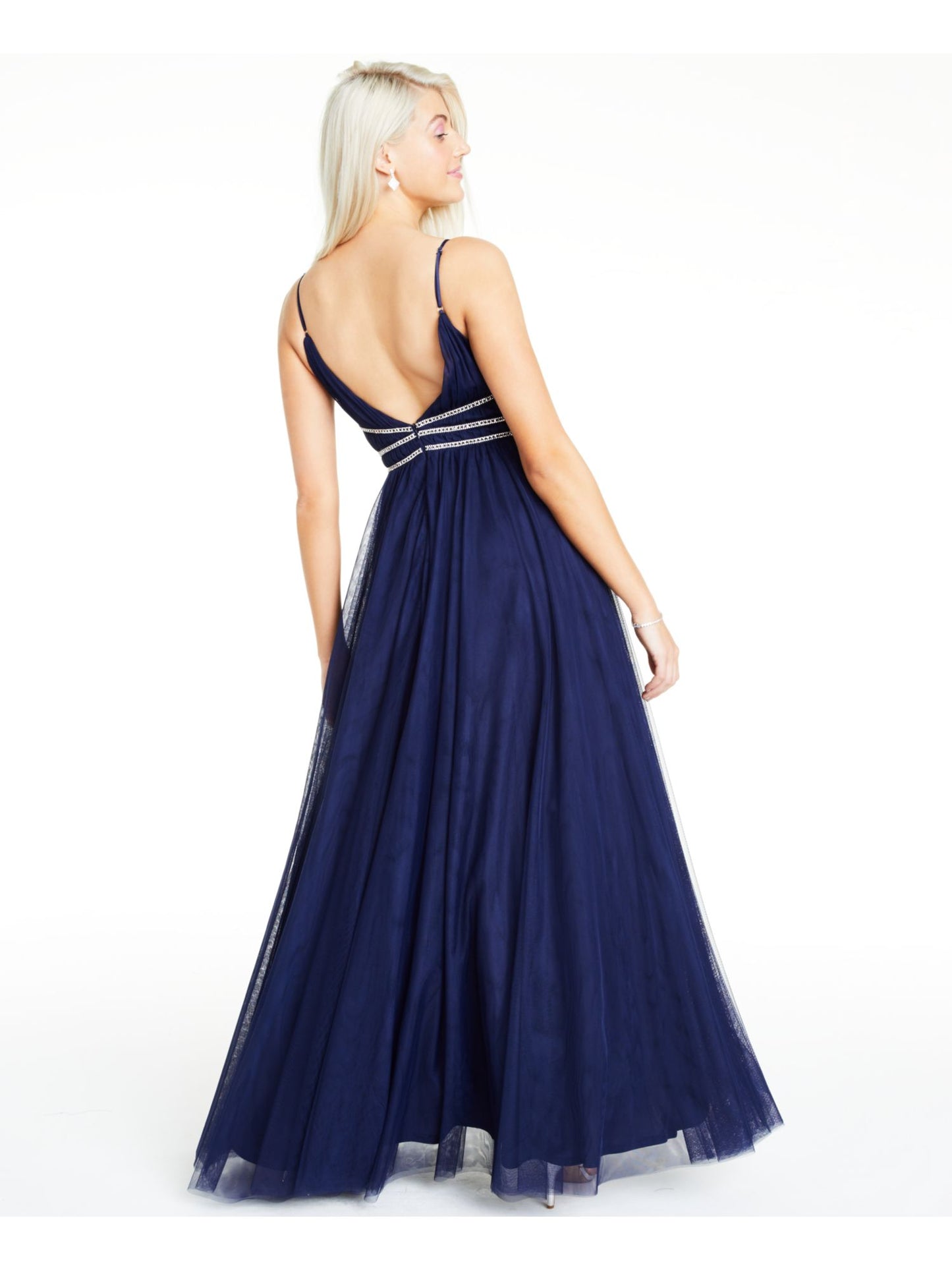 Vestido feminino de festa Say Yes to the Prom, com alças finas transparentes, decote coração, comprimento total, corte formal, azul, tamanho 3