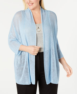 Alfani Kimono Feminino Plus Size com Frente Aberta Azul Tamanho 3X