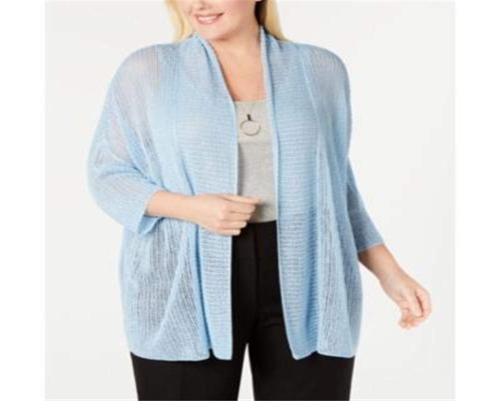 Alfani Kimono Feminino Plus Size com Frente Aberta Azul Tamanho 3X