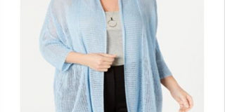 Alfani Kimono Feminino Plus Size com Frente Aberta Azul Tamanho 3X