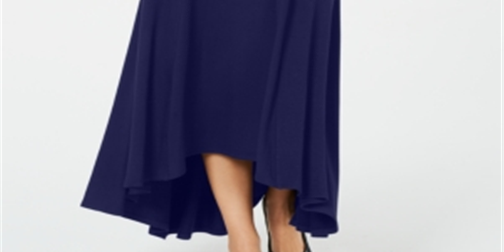 Saia evasê alta e baixa feminina JM Collection Intrepid Blue tamanho 2XL