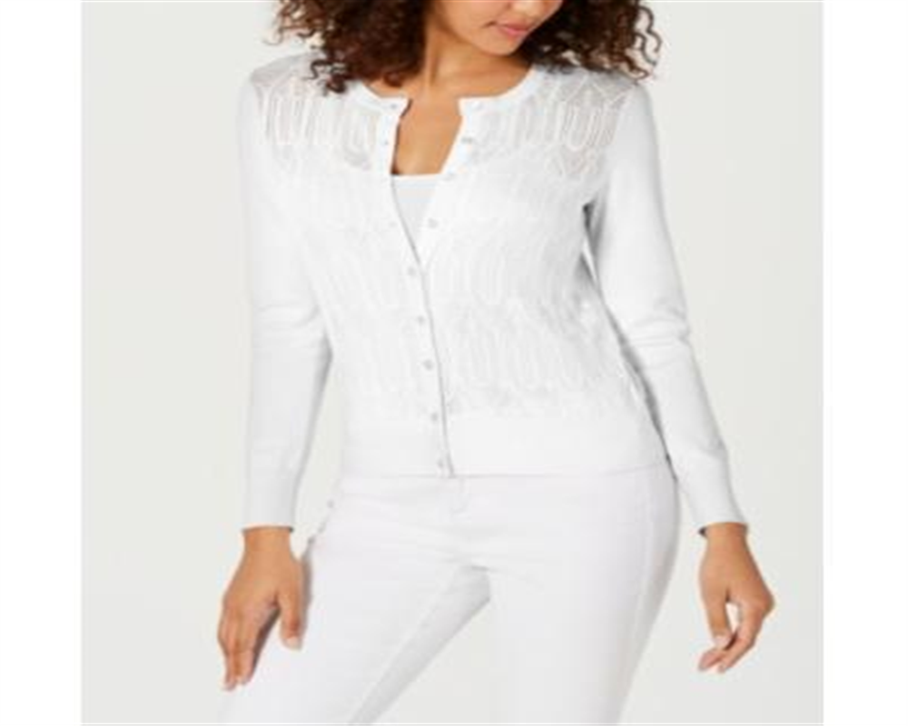 Cardigan de malha Pointelle feminino Charter Club, branco, tamanho XL