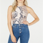 Guess Top curto estampado sem mangas feminino marrom tamanho XS