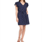 Vestido tubinho feminino Maison Jules com mangas esvoaçantes, azul, tamanho grande