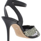 Sandálias femininas DKNY Ivy Leather com tira no tornozelo e bico aberto para ocasiões especiais, cinza, tamanho 9,5