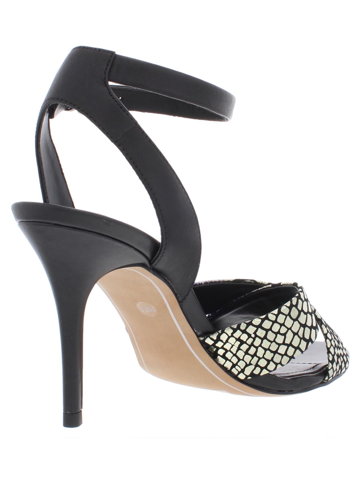 Sandálias femininas DKNY Ivy Leather com tira no tornozelo e bico aberto para ocasiões especiais, cinza, tamanho 9,5