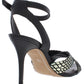 Sandálias femininas DKNY Ivy Leather com tira no tornozelo e bico aberto para ocasiões especiais, cinza, tamanho 9,5