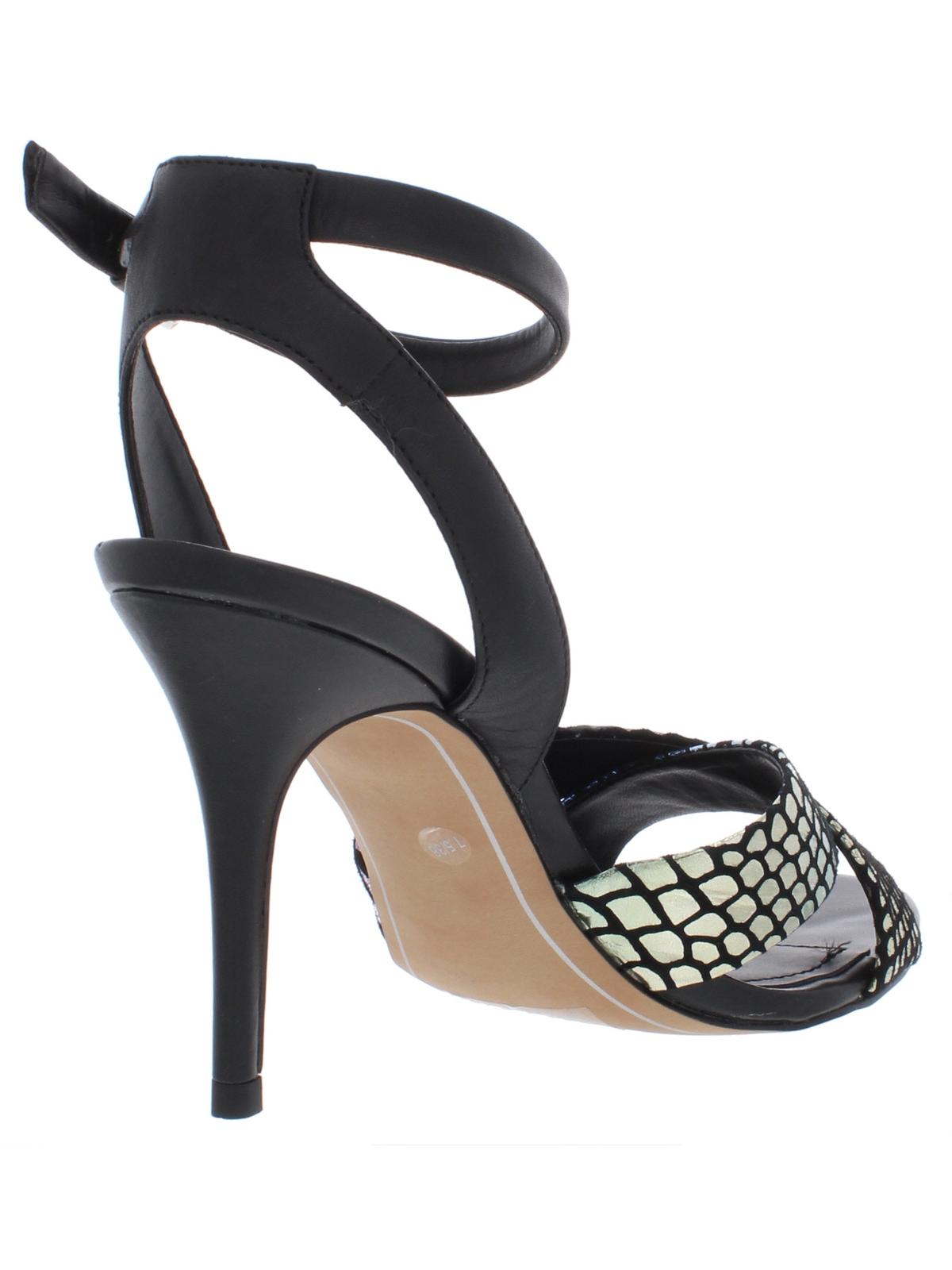 Sandálias femininas DKNY Ivy Leather com tira no tornozelo e bico aberto para ocasiões especiais, cinza, tamanho 9,5